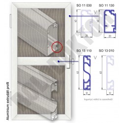 Alumínium nyíló szúnyogháló ajtó  40 x 20mm ÚJ íves, "S" merevítő profillal
