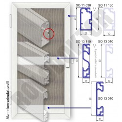 Alumínium nyíló szúnyogháló ajtó 40 x 20mm íves, "S" merevítő, rugdosó profillal