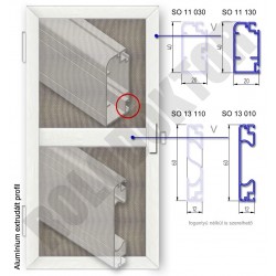 Alumínium nyíló szúnyogháló ajtó 40 x 20mm ÚJ íves "C" merevítő profillal