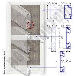 Alumínium nyíló szúnyogháló ajtó 40 x 20mm ÚJ íves, "C" merevítő, rugdosó profillal